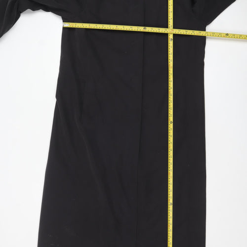 Essentials Womens Black Size 14 Long Trench Coat Polyester Lined