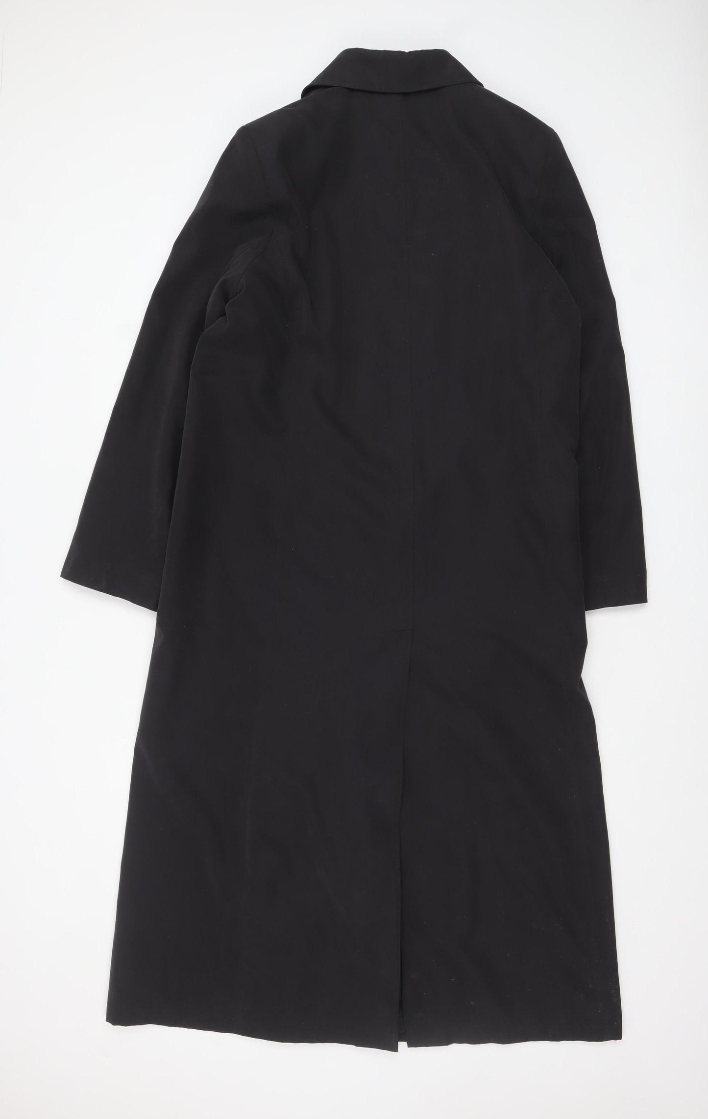 Essentials Womens Black Size 14 Long Trench Coat Polyester Lined