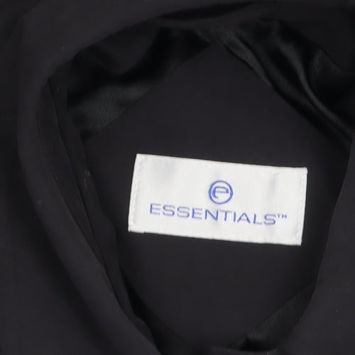 Essentials Womens Black Size 14 Long Trench Coat Polyester Lined