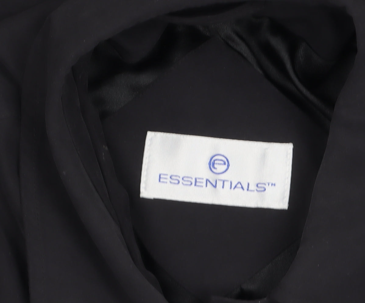 Essentials Womens Black Size 14 Long Trench Coat Polyester Lined