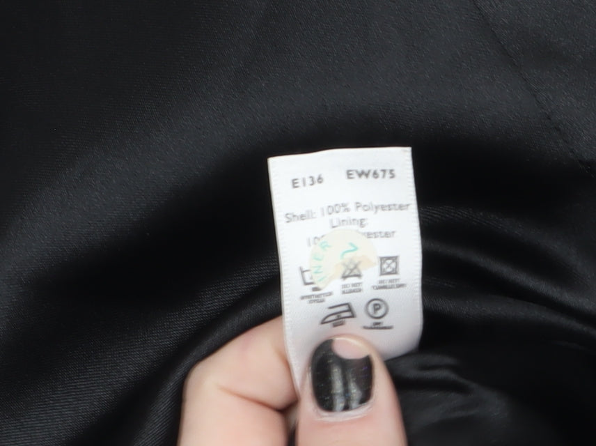 Essentials Womens Black Size 14 Long Trench Coat Polyester Lined