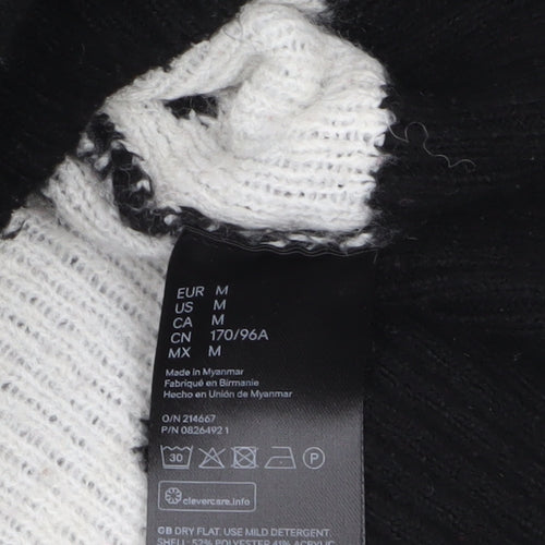 H&M Women's Black Polka Dot Crew Neck Knit Jumper Size 12