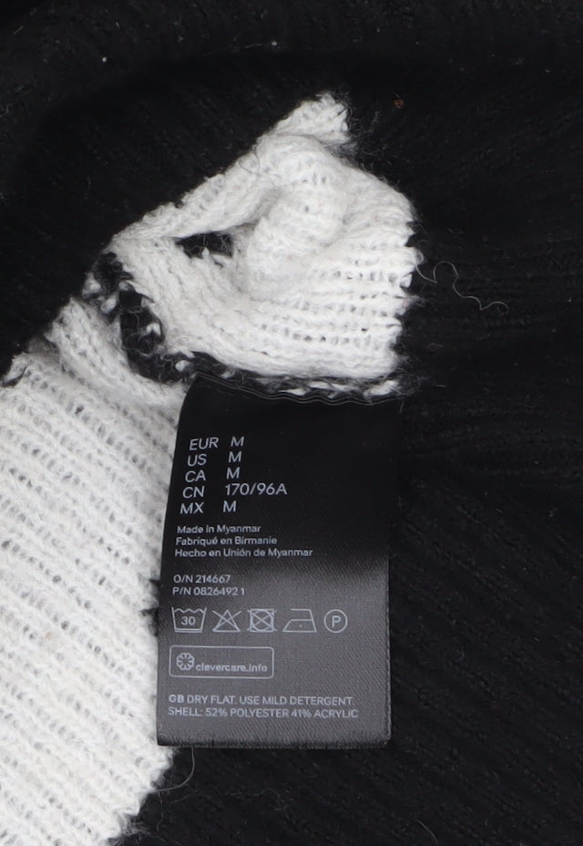 H&M Women's Black Polka Dot Crew Neck Knit Jumper Size 12