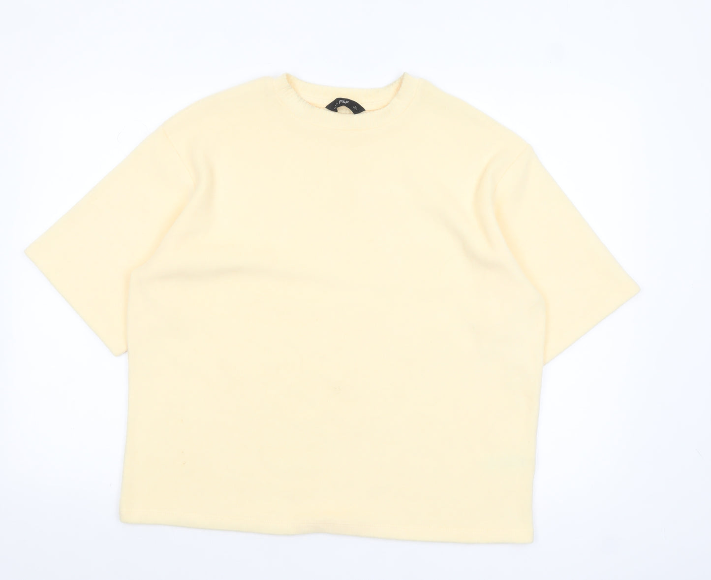 F&F Women’s Beige Short Sleeve Crew Neck Pullover Jumper Size M