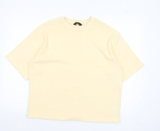 F&F Women’s Beige Short Sleeve Crew Neck Pullover Jumper Size M