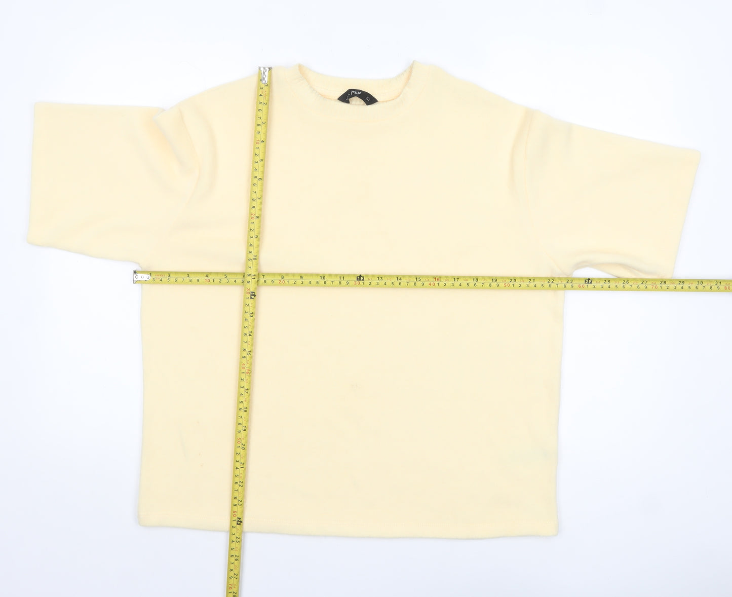 F&F Women’s Beige Short Sleeve Crew Neck Pullover Jumper Size M