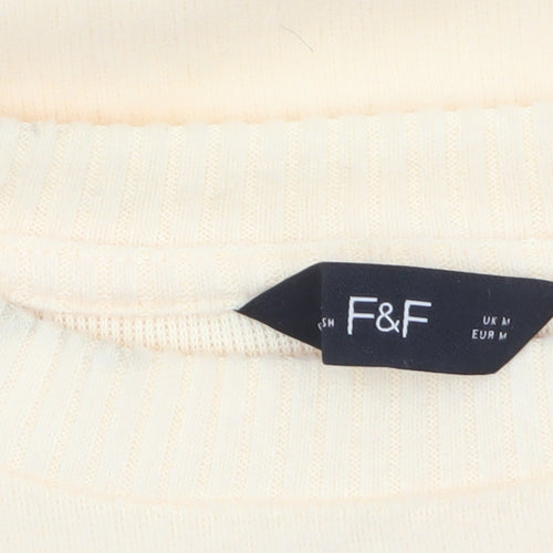 F&F Women’s Beige Short Sleeve Crew Neck Pullover Jumper Size M