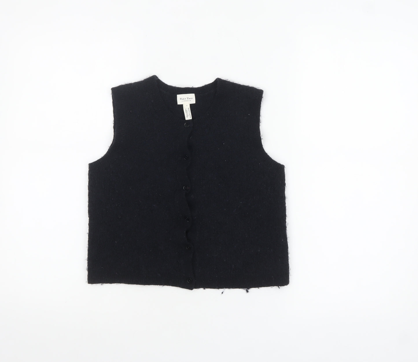 Part Two Women's Black Wool Blend Button Vest S