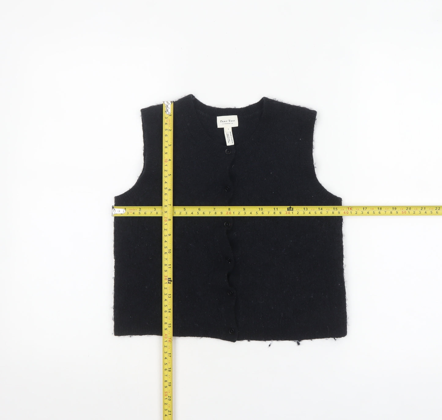 Part Two Women's Black Wool Blend Button Vest S