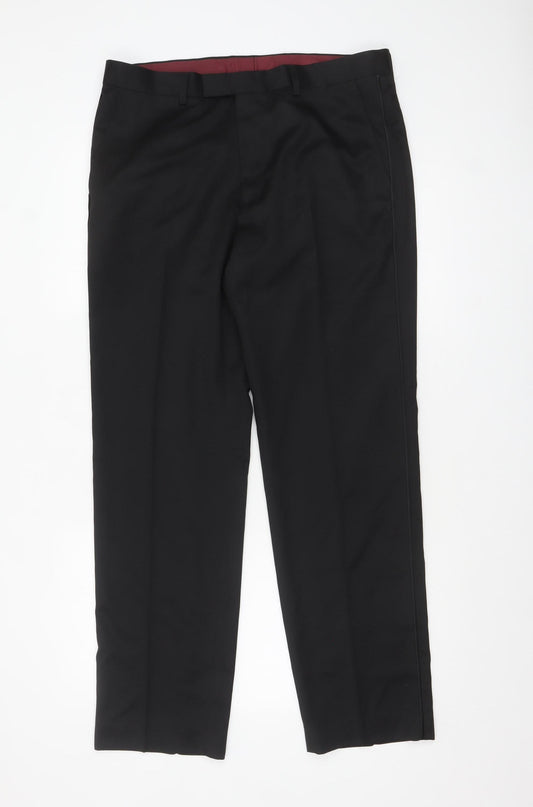 Marks and Spencer Men's Black Regular Fit Dress Pants 34W 31L