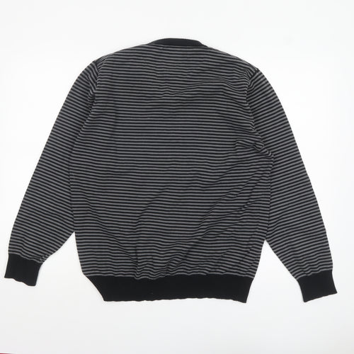 Next Mens Grey Striped V-Neck Cotton Jumper Size L