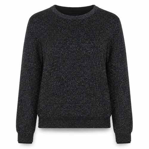 Topshop Women's Black Glitter Knit Crew Neck Jumper Size 8