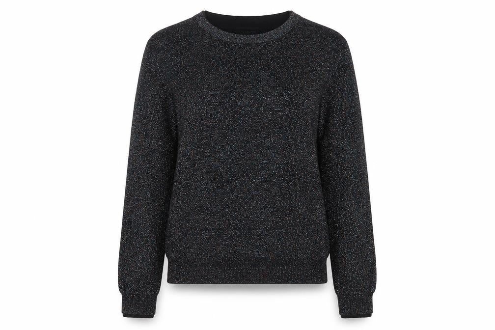 Topshop Women's Black Glitter Knit Crew Neck Jumper Size 8