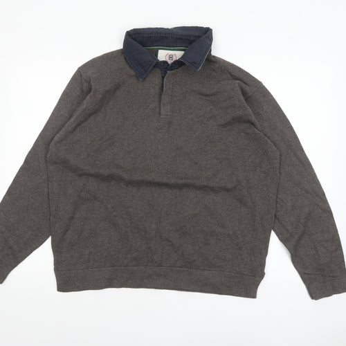 Marks and Spencer Men’s Brown Collared Henley Jumper Size L
