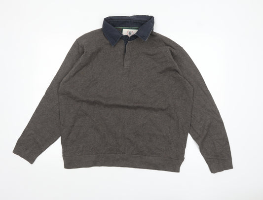 Marks and Spencer Men’s Brown Collared Henley Jumper Size L