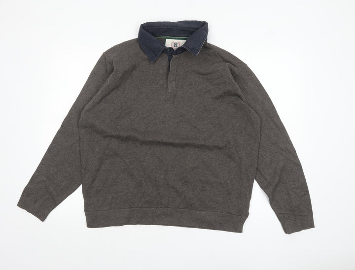 Marks and Spencer Men’s Brown Collared Henley Jumper Size L