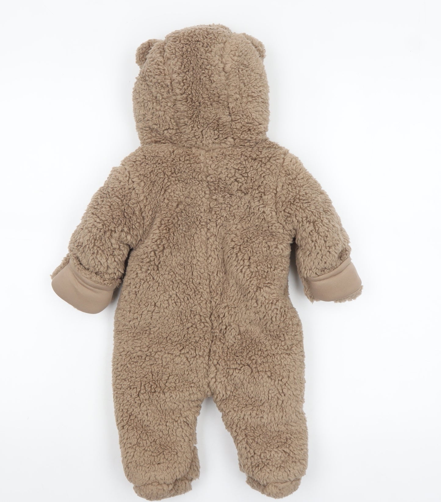 Marks and Spencer Unisex Baby Brown Teddy Snowsuit 0-3 Months Hooded Fleece