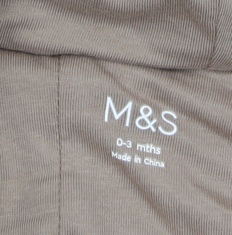 Marks and Spencer Unisex Baby Brown Teddy Snowsuit 0-3 Months Hooded Fleece
