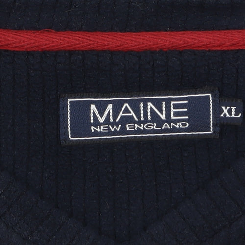 Maine New England Men's Blue V-Neck Fleece Sweatshirt XL