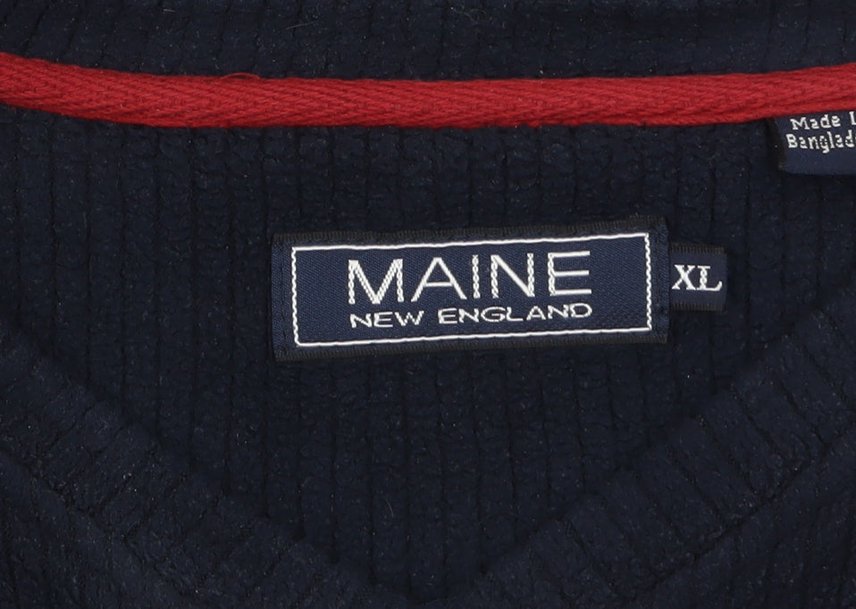 Maine New England Men's Blue V-Neck Fleece Sweatshirt XL