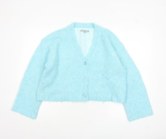 Oliver Bonas Women's Blue V-Neck Button Knit Cardigan Size 10
