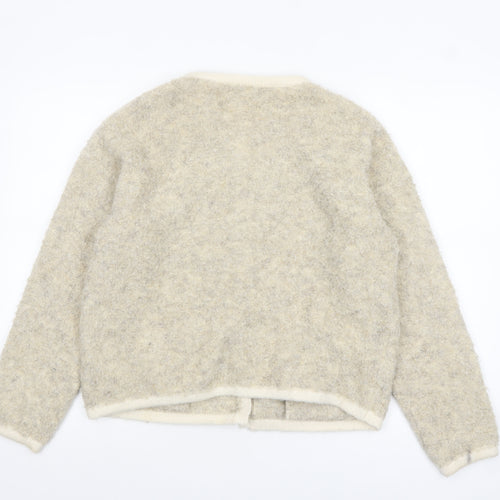 Charlior Women Beige Knit Button Front Long Sleeve Cardigan M/L