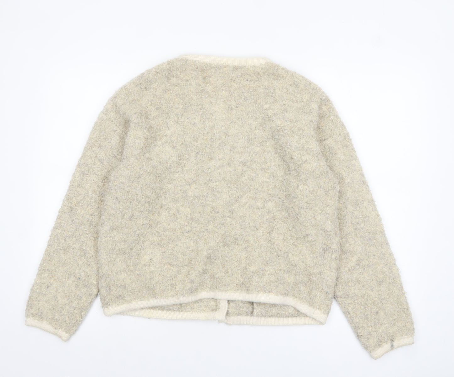 Charlior Women Beige Knit Button Front Long Sleeve Cardigan M/L