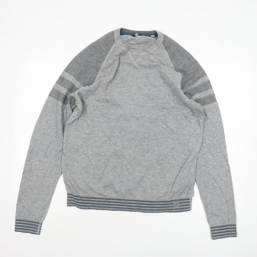 Ted Baker Men's Grey Cotton Wool Knit Pullover Jumper Size L