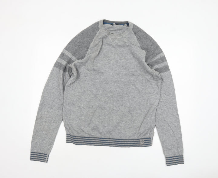Ted Baker Men's Grey Cotton Wool Knit Pullover Jumper Size L