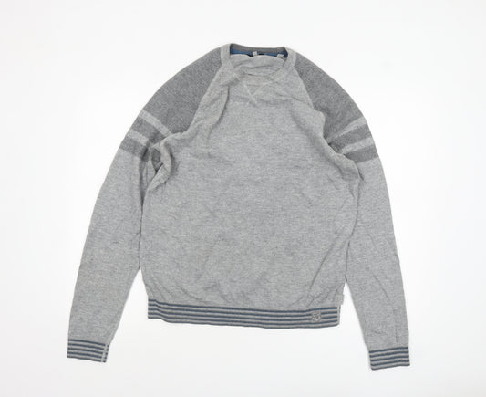 Ted Baker Men's Grey Cotton Wool Knit Pullover Jumper Size L