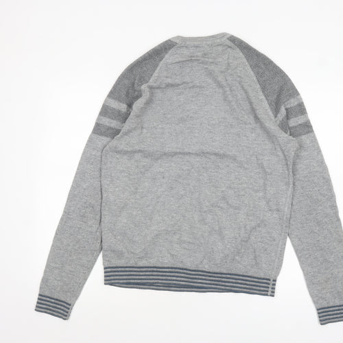 Ted Baker Men's Grey Cotton Wool Knit Pullover Jumper Size L