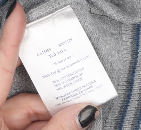 Ted Baker Men's Grey Cotton Wool Knit Pullover Jumper Size L