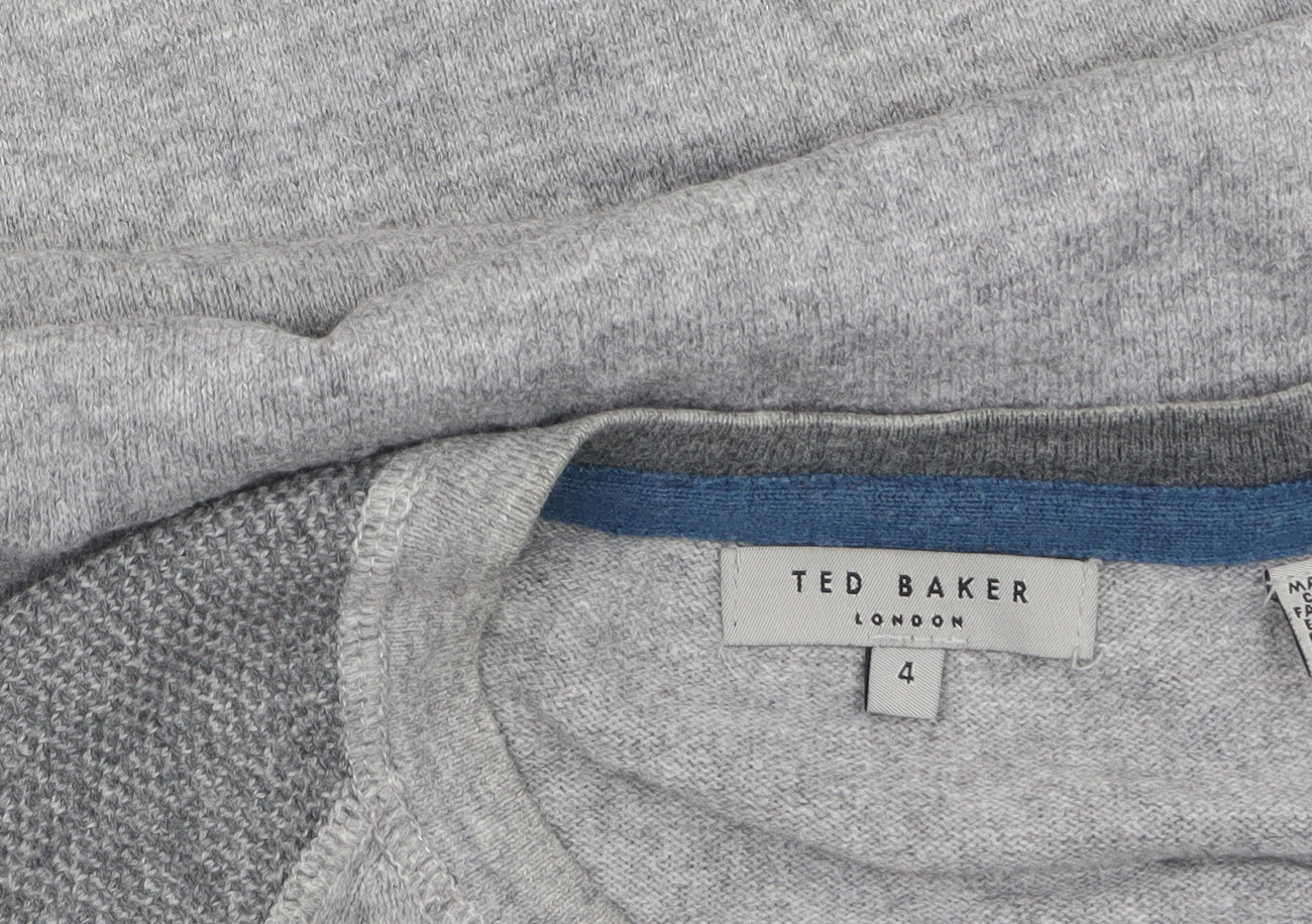 Ted Baker Men's Grey Cotton Wool Knit Pullover Jumper Size L