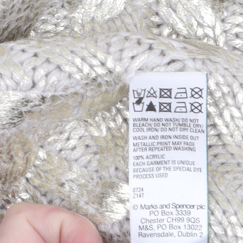 Marks and Spencer Women Silver Cable-Knit Metallic Jumper Size M