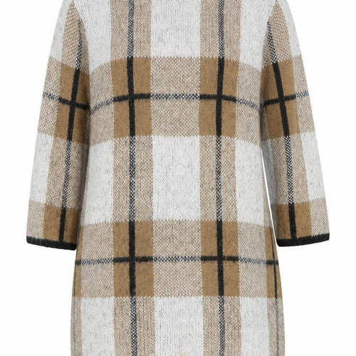 Papaya Weekend Women Beige Check Knit Tunic Jumper Size L