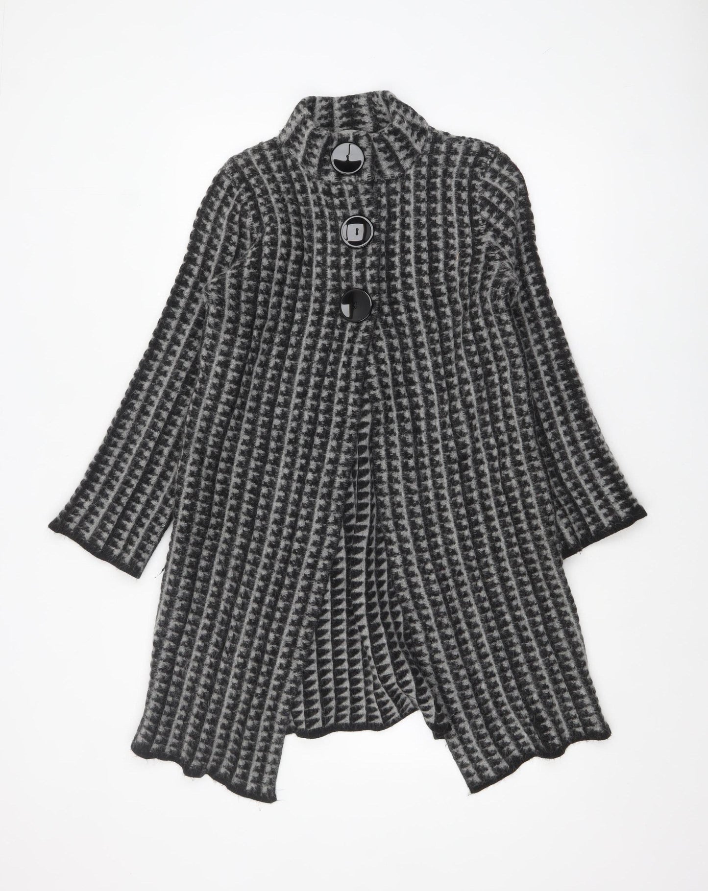 BHS Womens Grey Chunky Knit High Neck Cardigan Size 14