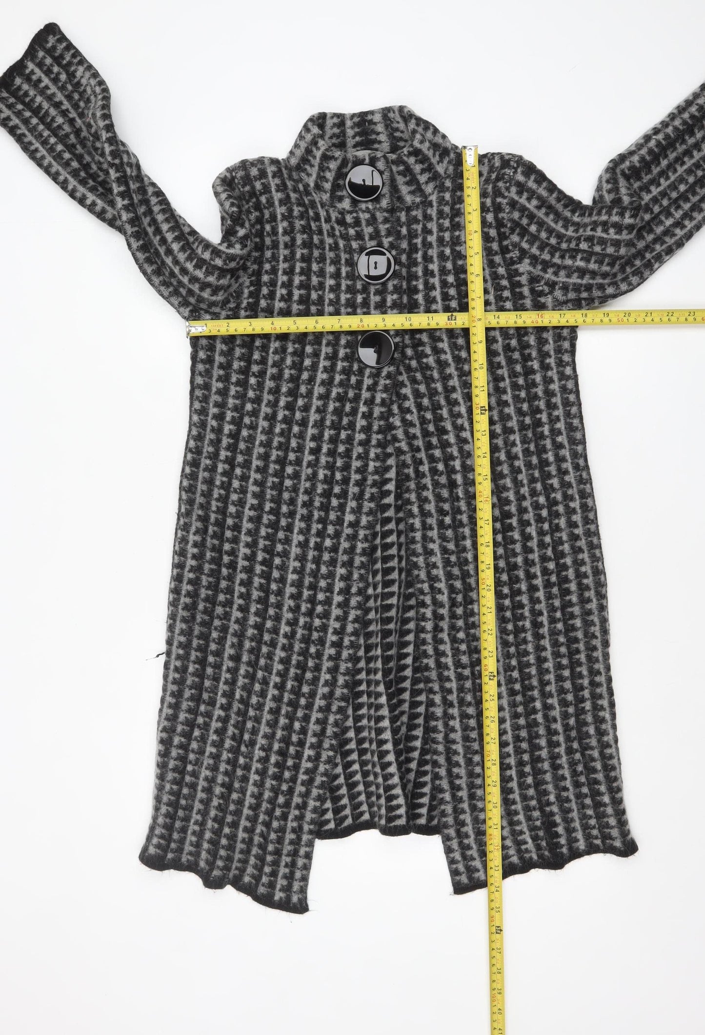 BHS Womens Grey Chunky Knit High Neck Cardigan Size 14