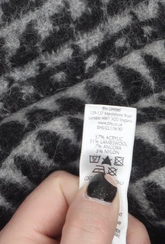 BHS Womens Grey Chunky Knit High Neck Cardigan Size 14