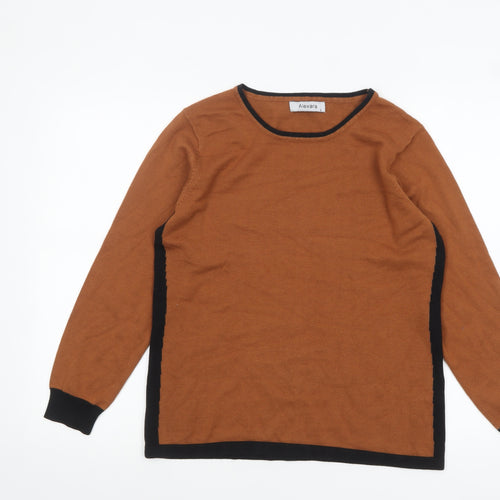 Alexara Women Brown Knit Long Sleeve Crew Neck Pullover Jumper S
