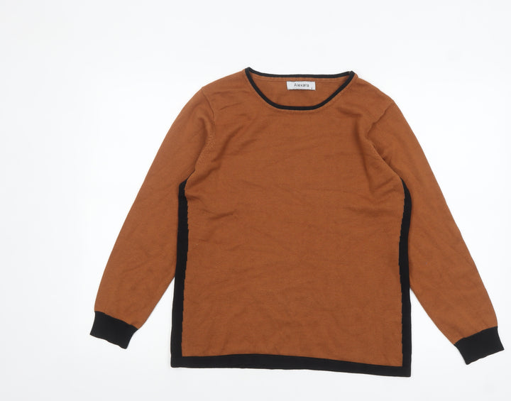 Alexara Women Brown Knit Long Sleeve Crew Neck Pullover Jumper S