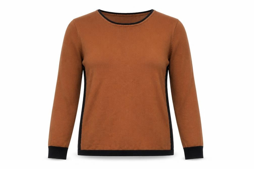 Front view of Alexara Women Brown Knit Long Sleeve Crew Neck jumper S