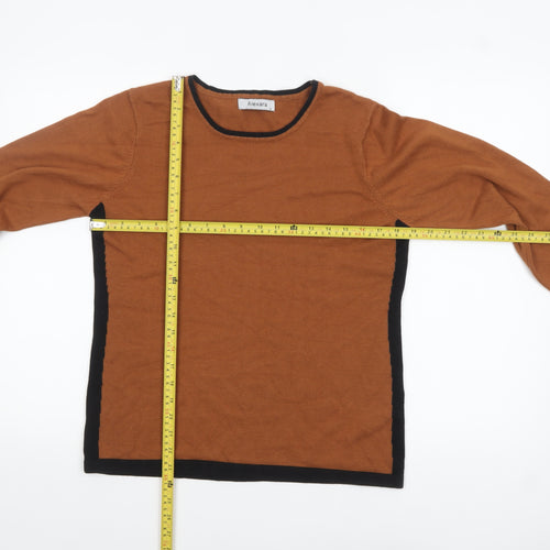Alexara Women Brown Knit Long Sleeve Crew Neck Pullover Jumper S