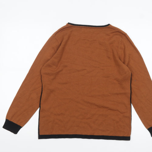 Alexara Women Brown Knit Long Sleeve Crew Neck Pullover Jumper S