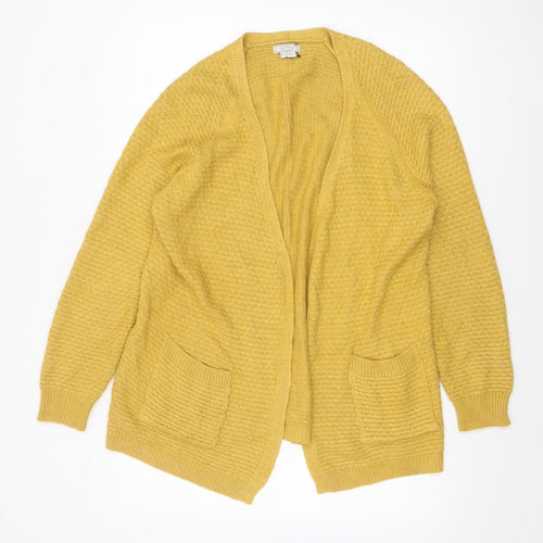 FatFace Women's Yellow Long Sleeve Open Knit Cardigan Size 14