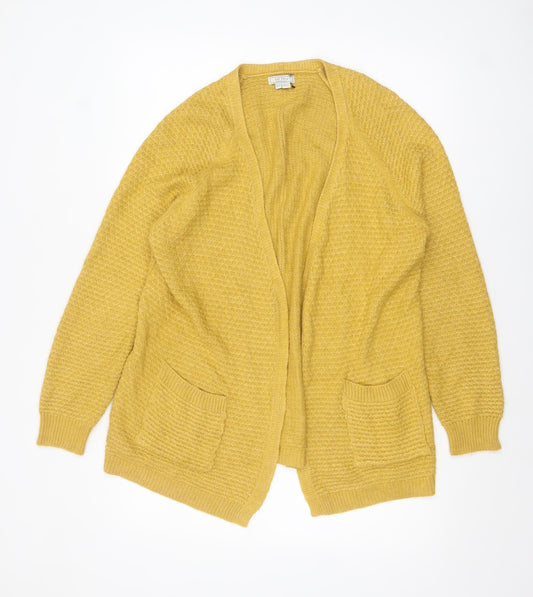 FatFace Women's Yellow Long Sleeve Open Knit Cardigan Size 14