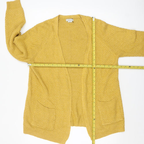 FatFace Women's Yellow Long Sleeve Open Knit Cardigan Size 14
