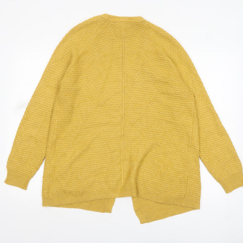 FatFace Women's Yellow Long Sleeve Open Knit Cardigan Size 14