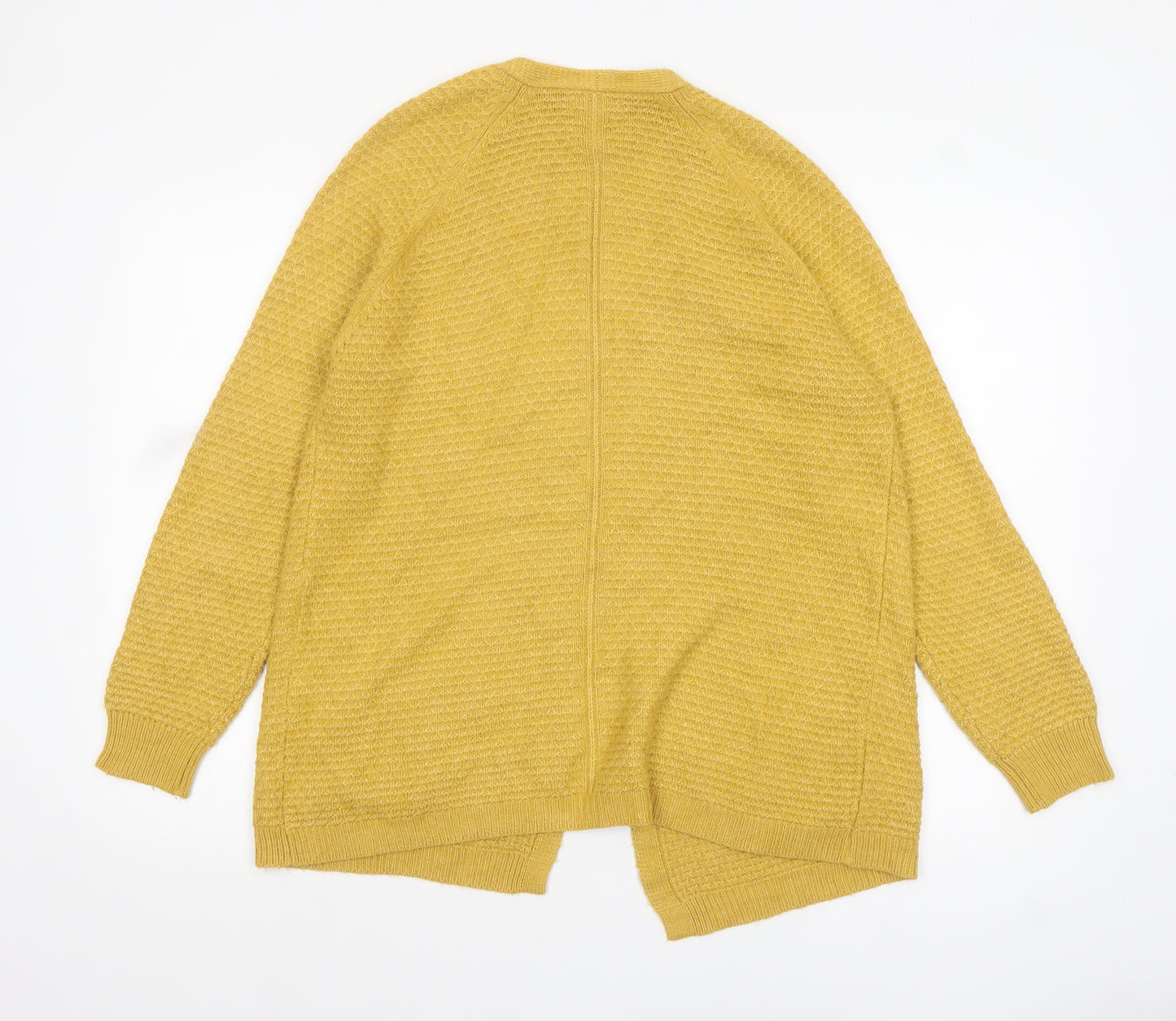 FatFace Women's Yellow Long Sleeve Open Knit Cardigan Size 14