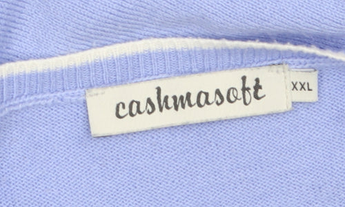 Cashmasoft Women Blue 2XL Boat Neck 3/4 Sleeve Knit Jumper