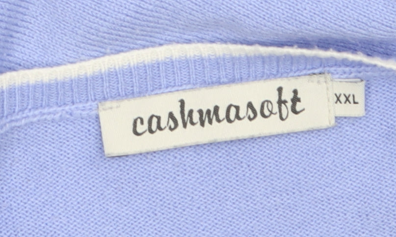 Cashmasoft Women Blue 2XL Boat Neck 3/4 Sleeve Knit Jumper